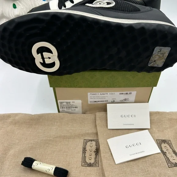 Men's Gucci  Mac 80 Leather distressed low top sneakers size 10.5 made in Italy - Picture 6 of 11